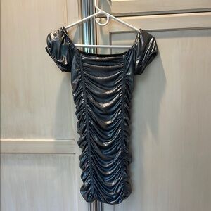 Cheryl's Kids Metallic Ruched Mini Dress Girls Large